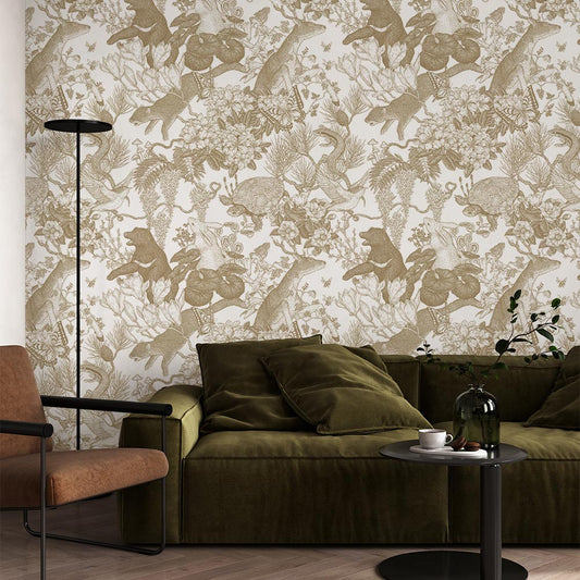 Japanese forest／Double Brown 2.5 m long PEEL AND STICK WALLPAPER