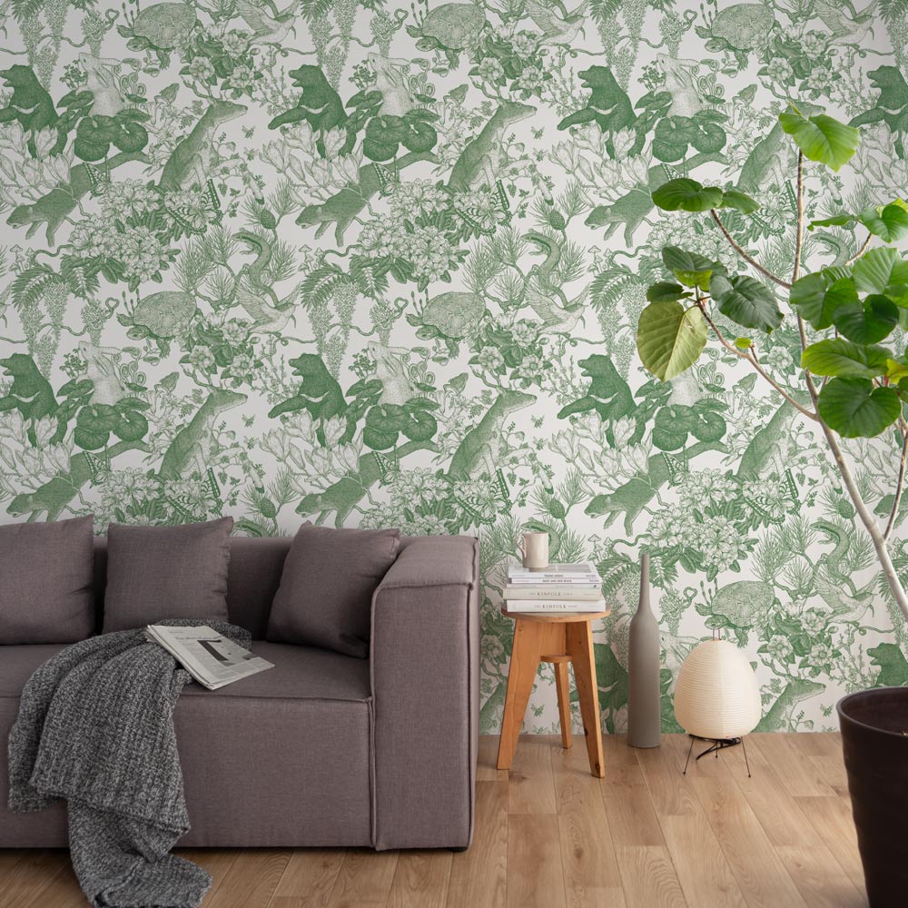 Japanese forest／Double Green 3.3 m long PEEL AND STICK WALLPAPER