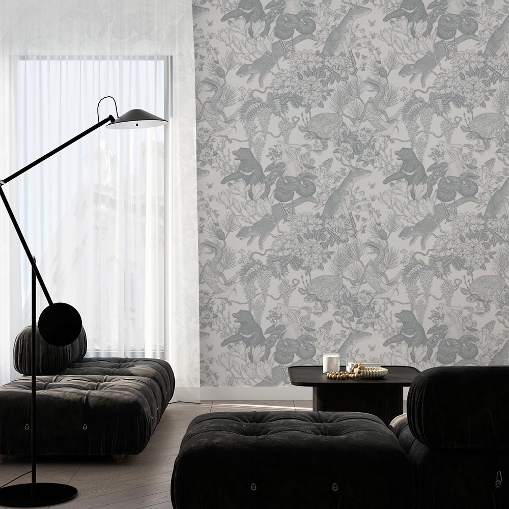 Japanese forest／Double Gray 3 m long PEEL AND STICK WALLPAPER