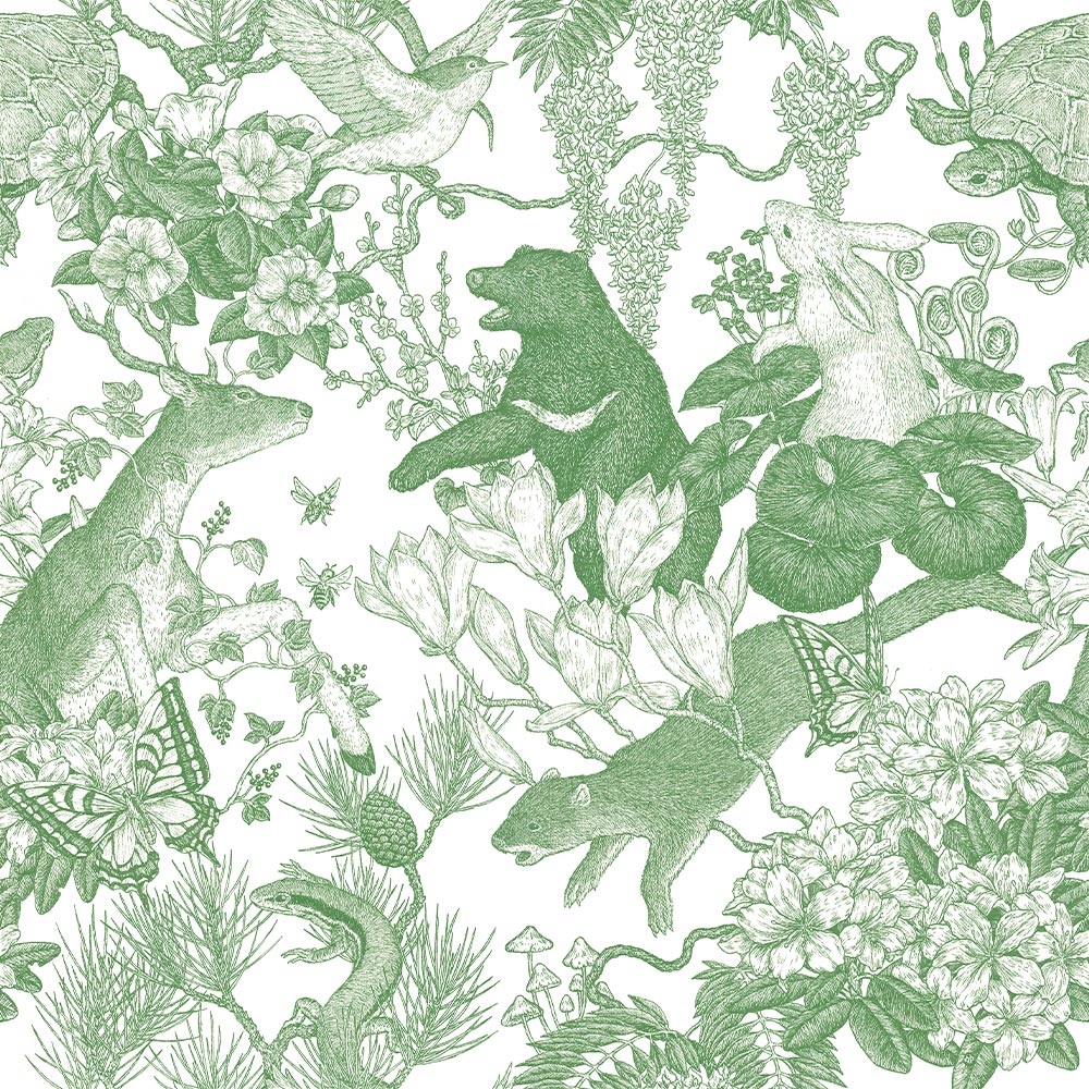 Japanese forest Green 3 m long WALLPAPER