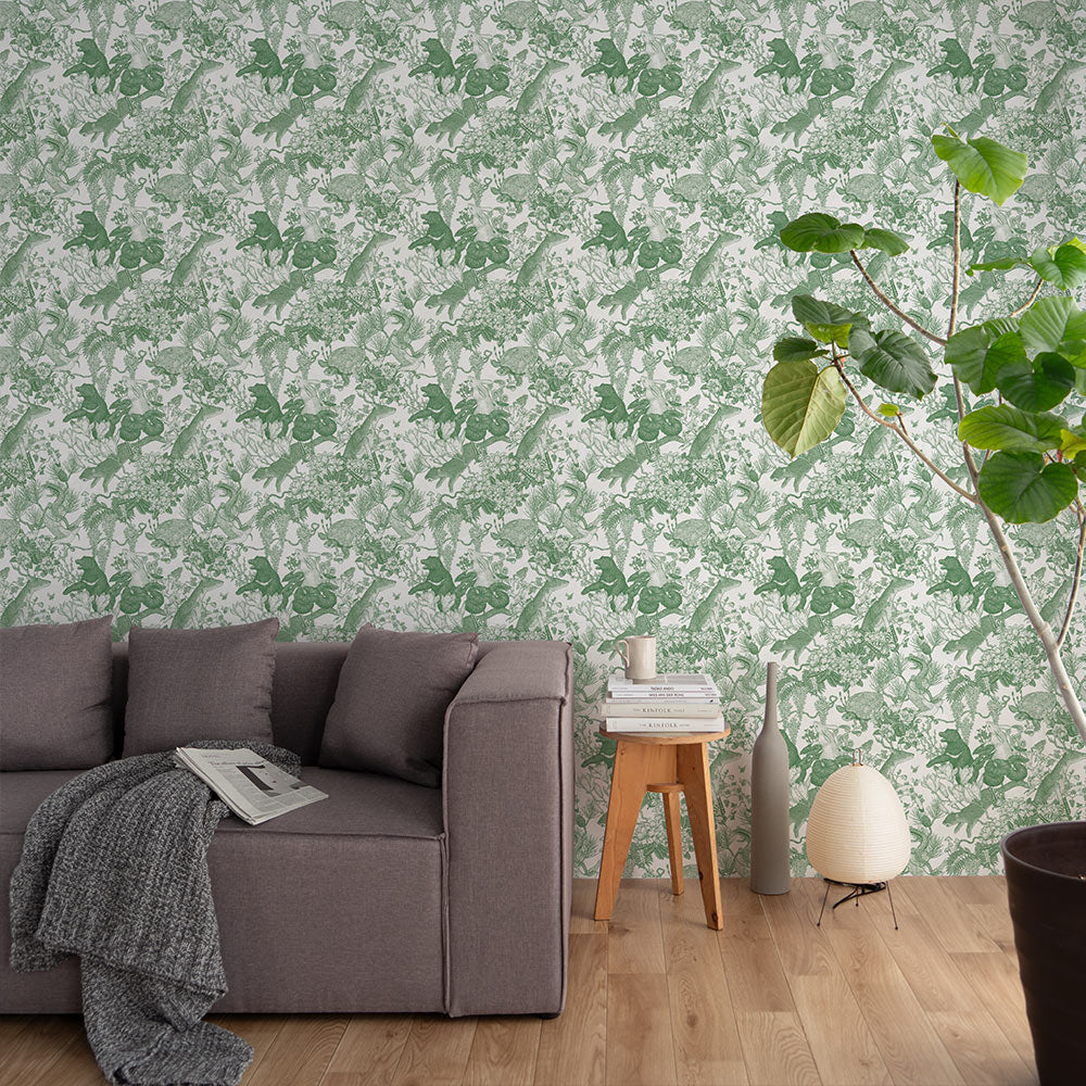 Japanese forest Green 3 m long WALLPAPER