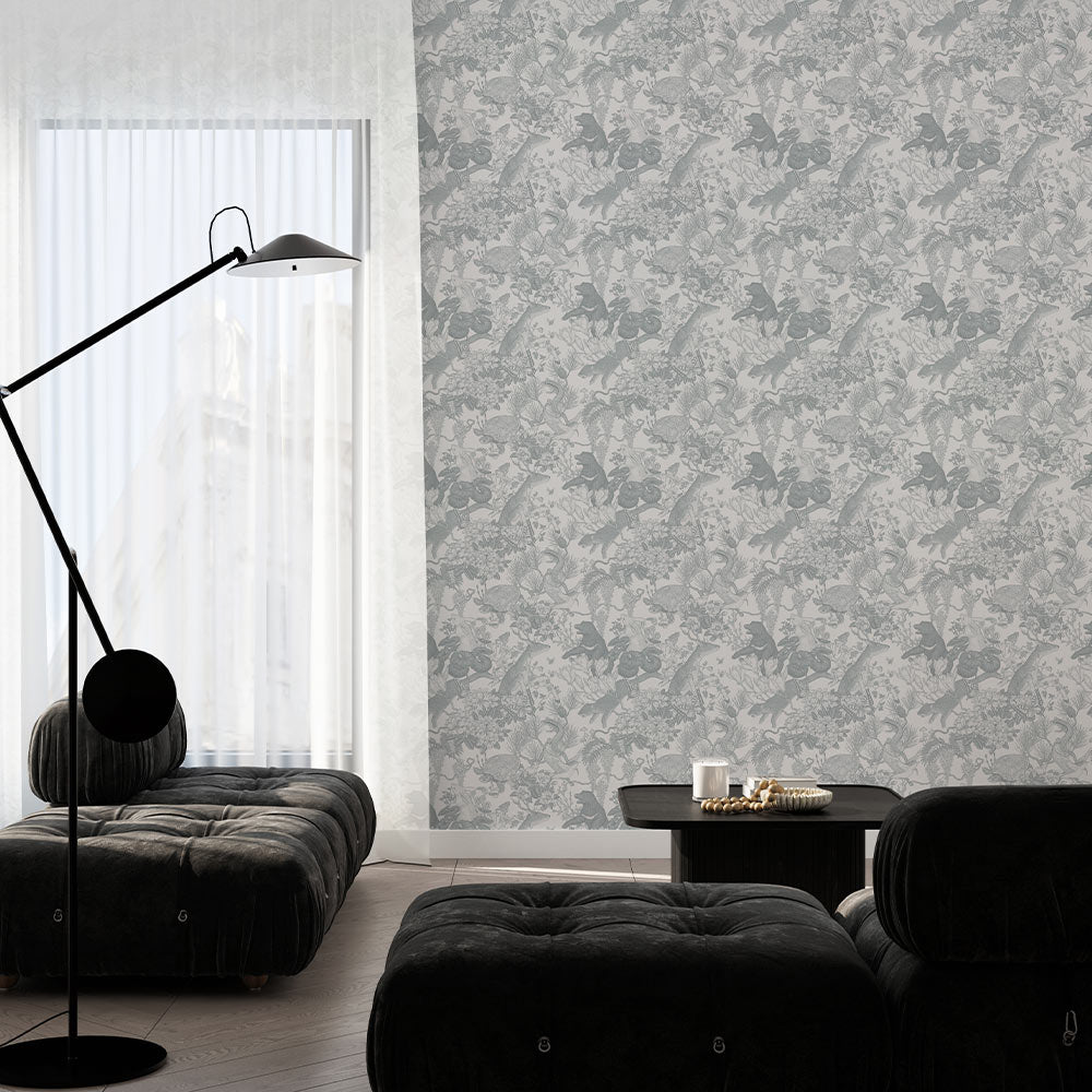 SAMPLE Japanese forest Gray PEEL AND STICK WALLPAPER