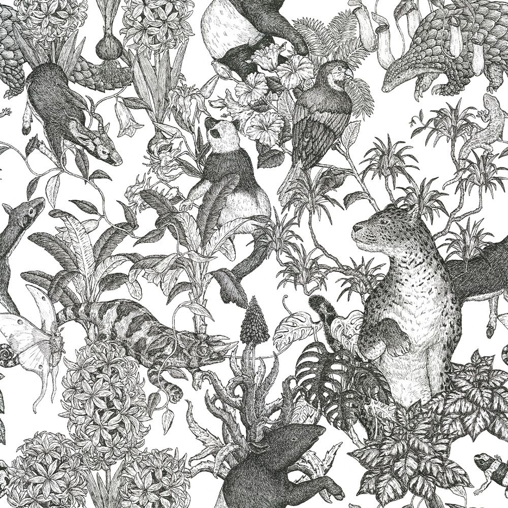 Tropical rainforest Black 3 m long PEEL AND STICK WALLPAPER