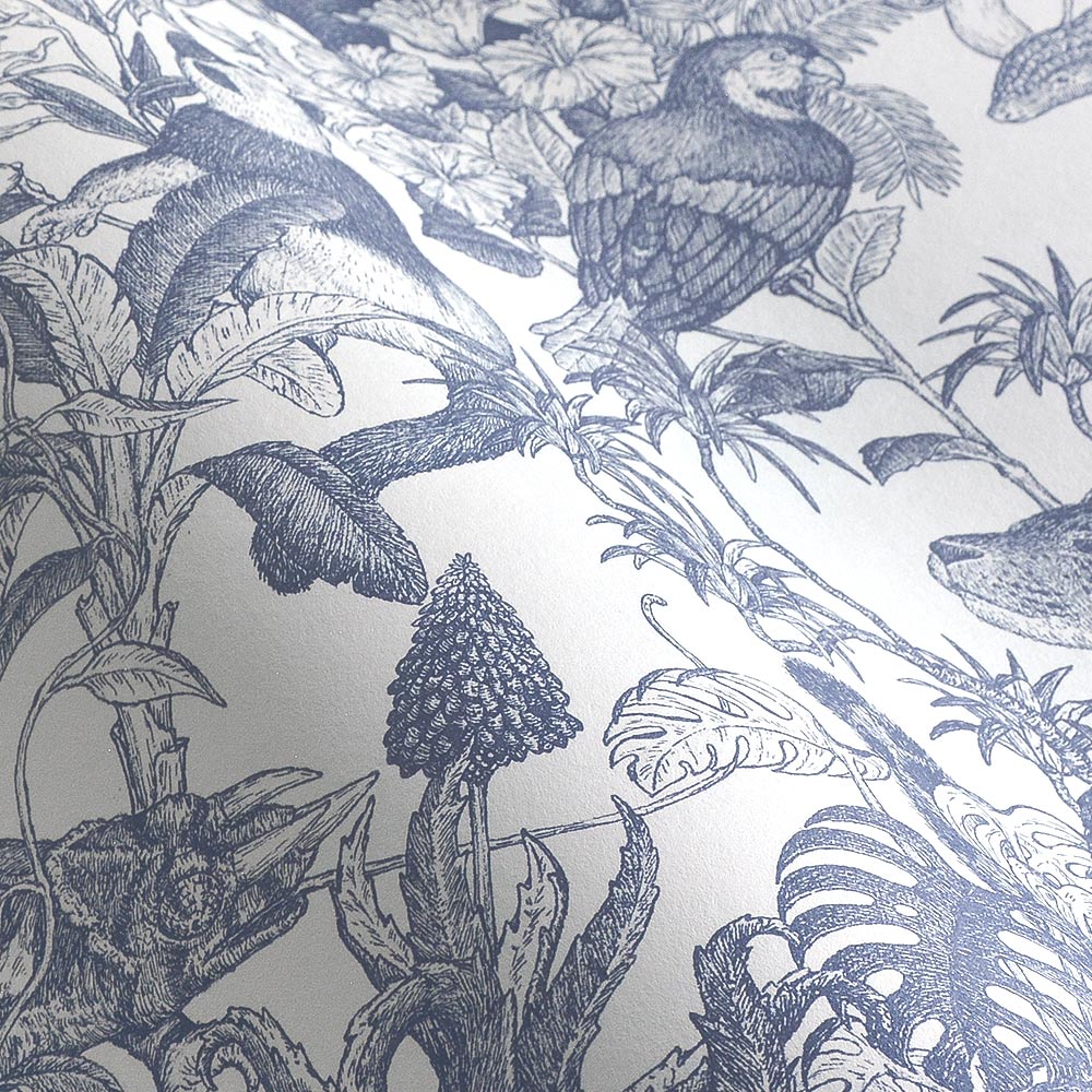 Tropical rainforest Blue 2.7 m long PEEL AND STICK WALLPAPER