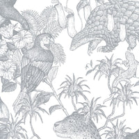 Tropical rainforest／Double Gray 2.7 m long PEEL AND STICK WALLPAPER