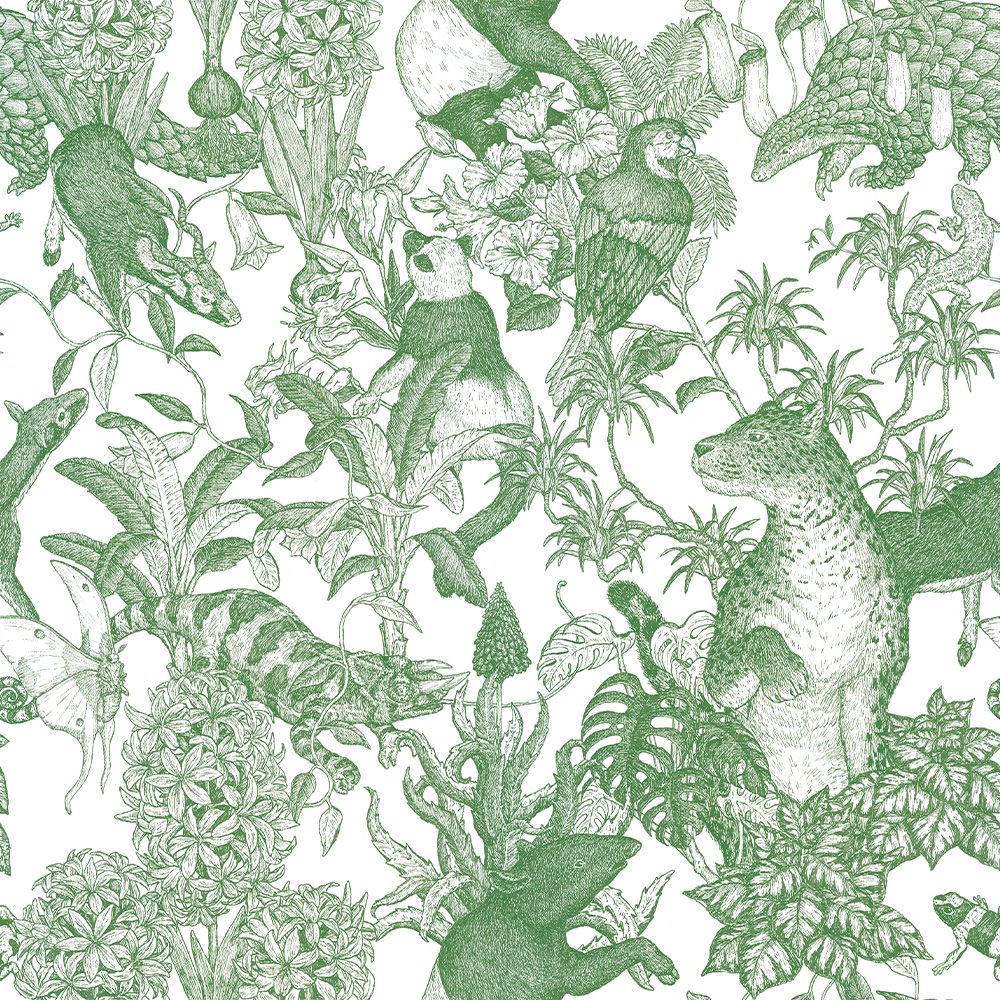 Tropical rainforest／Double Green 3.3 m long PEEL AND STICK WALLPAPER