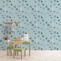 The Flowers and the Birds Blue 2.7 m long WALLPAPER