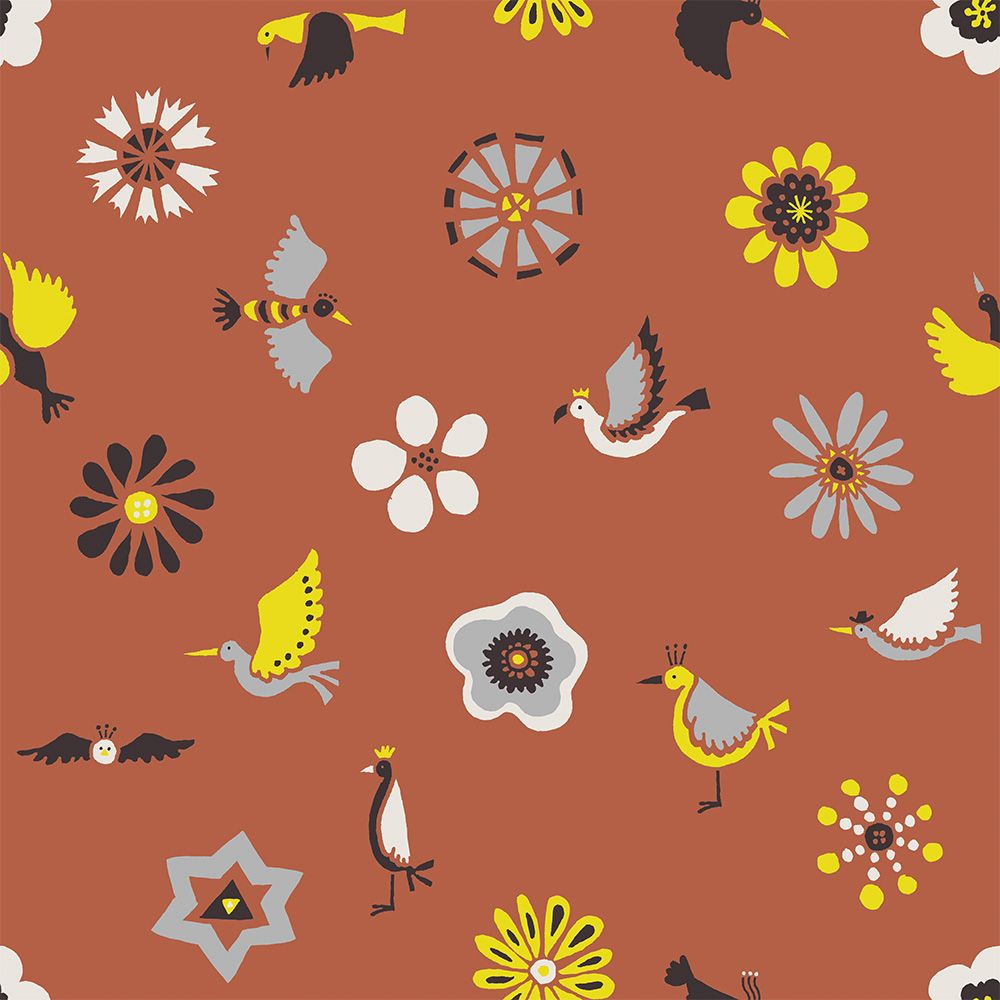 The Flowers and the Birds Red 3 m long WALLPAPER