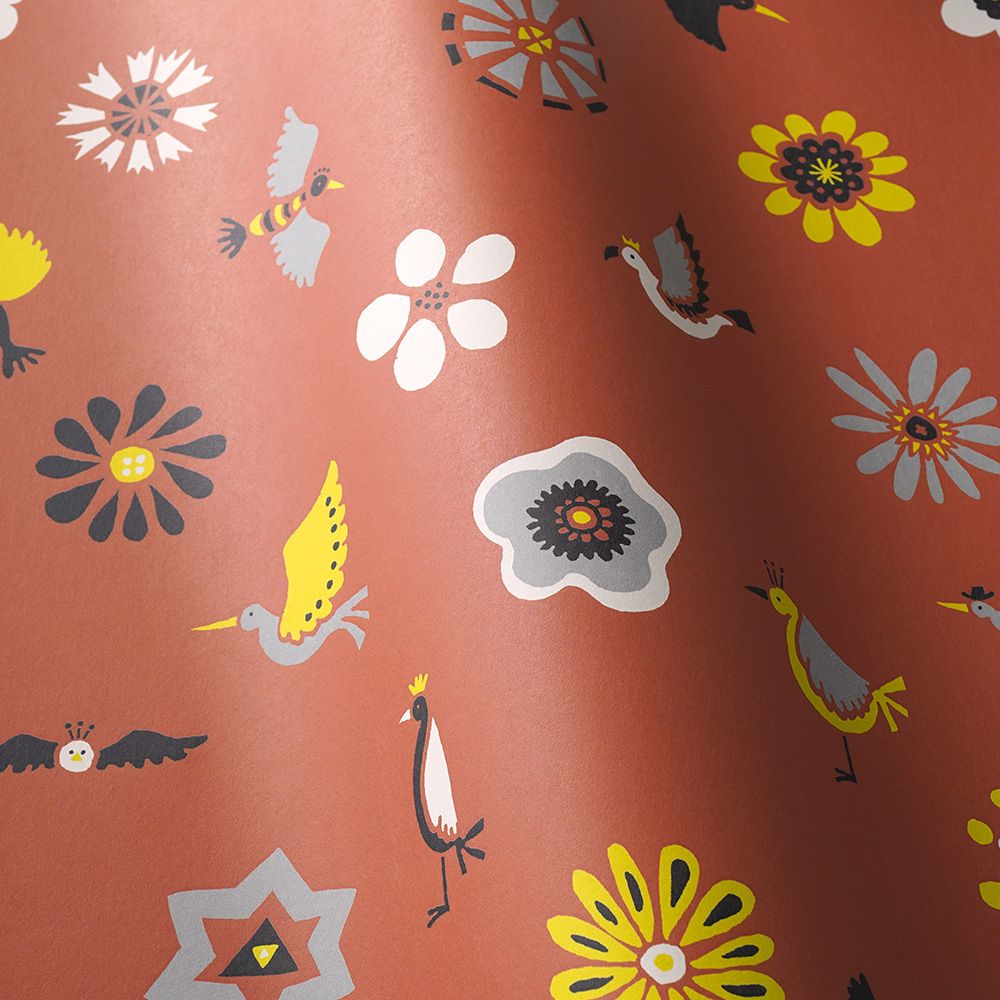 The Flowers and the Birds Red 2.5 m long WALLPAPER