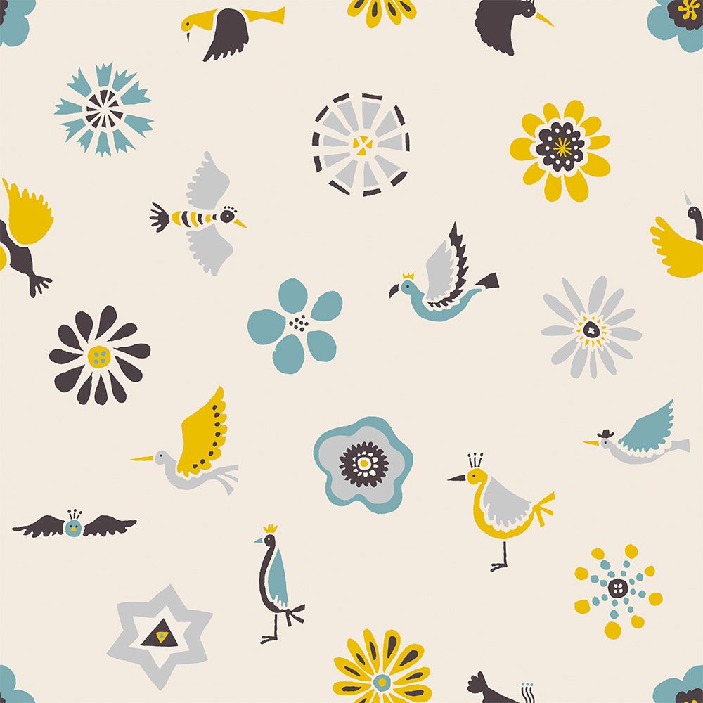 The Flowers and the Birds White 2.7 m long WALLPAPER