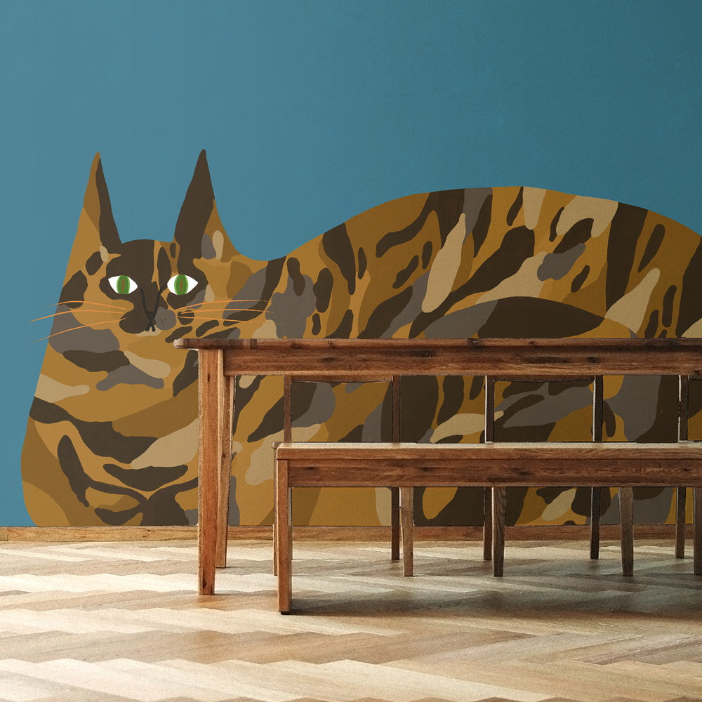 となりのへやはどんなへや？ 猫の壁紙 (さびねこ) シール素材 サイズオーダー壁紙