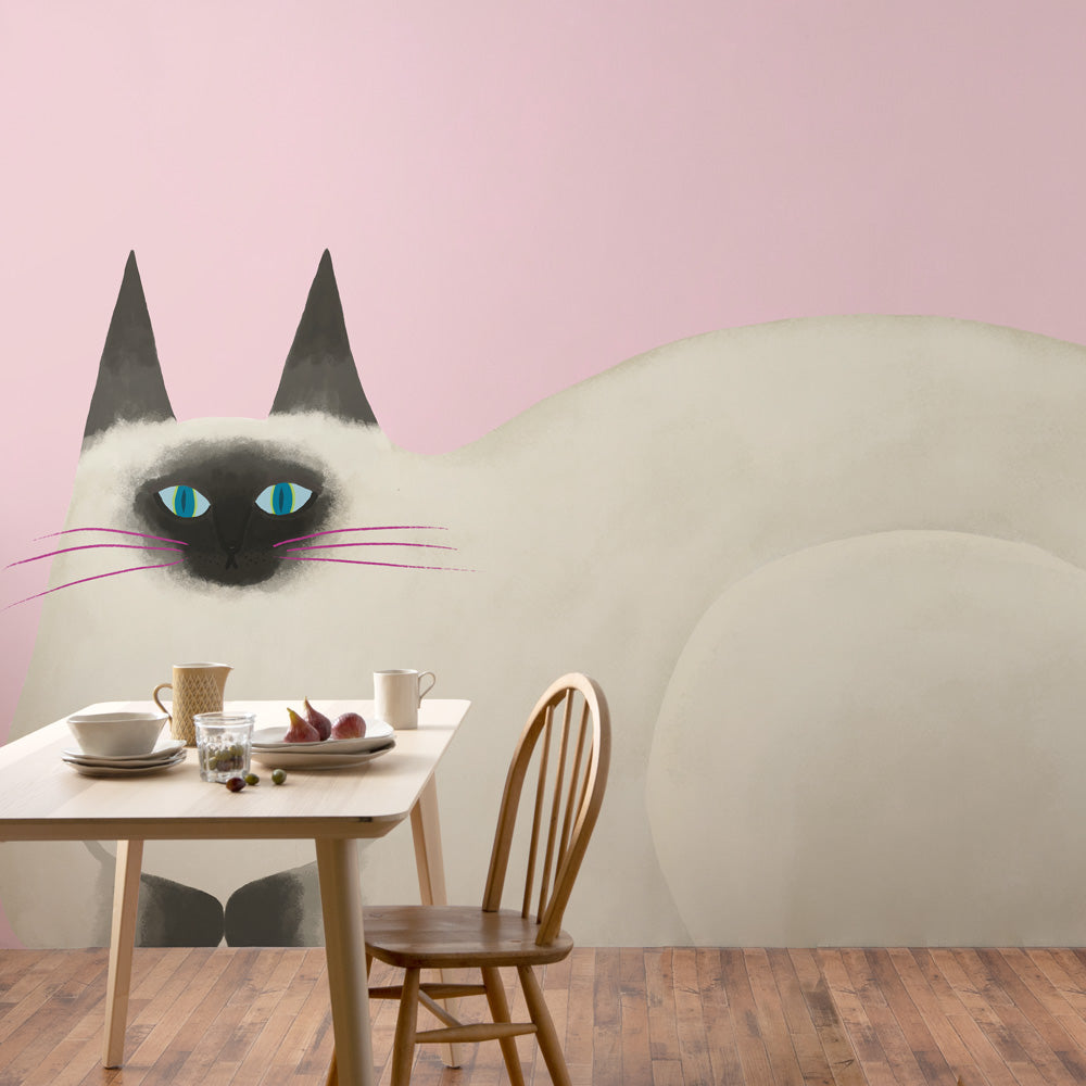 となりのへやはどんなへや？ 猫の壁紙 (しゃむ) シール素材 サイズオーダー壁紙