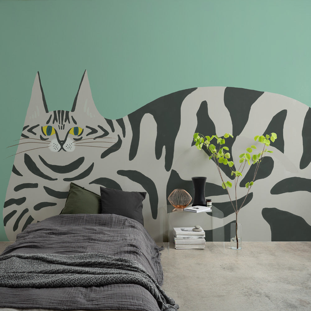 What is the Room Next Door Like? Cat Wallpaper Silver Tabby MURAL