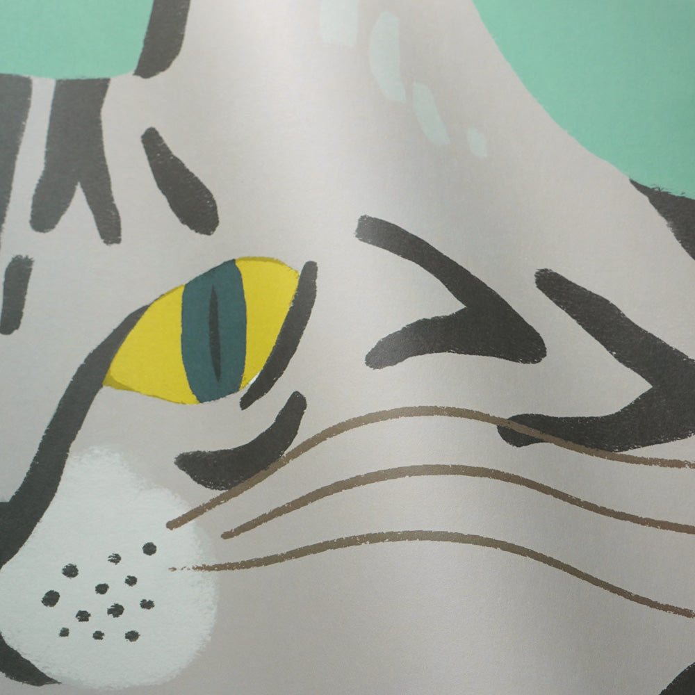 となりのへやはどんなへや？ 猫の壁紙 (さばとら) シール素材 サイズオーダー壁紙