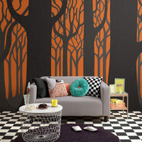 What is the Room Next Door Like? Ghost forest wallpaper (Orange) PEEL AND STICK MURAL