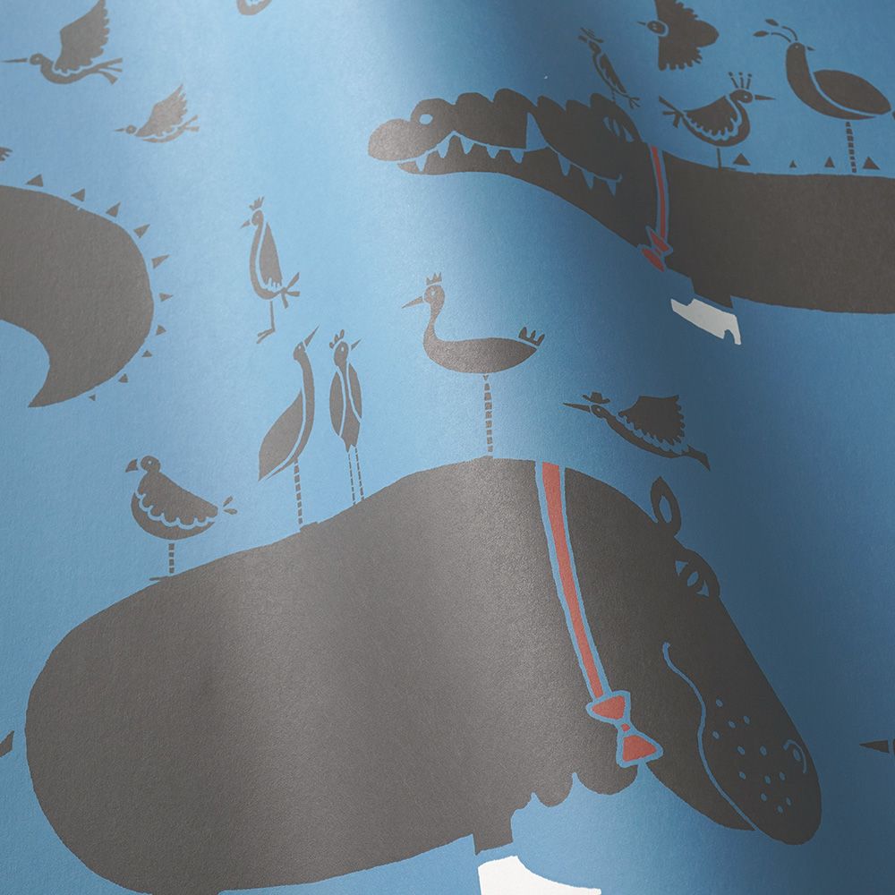 The Crocodiles and the Hippopotamuses Blue 3.3 m long WALLPAPER