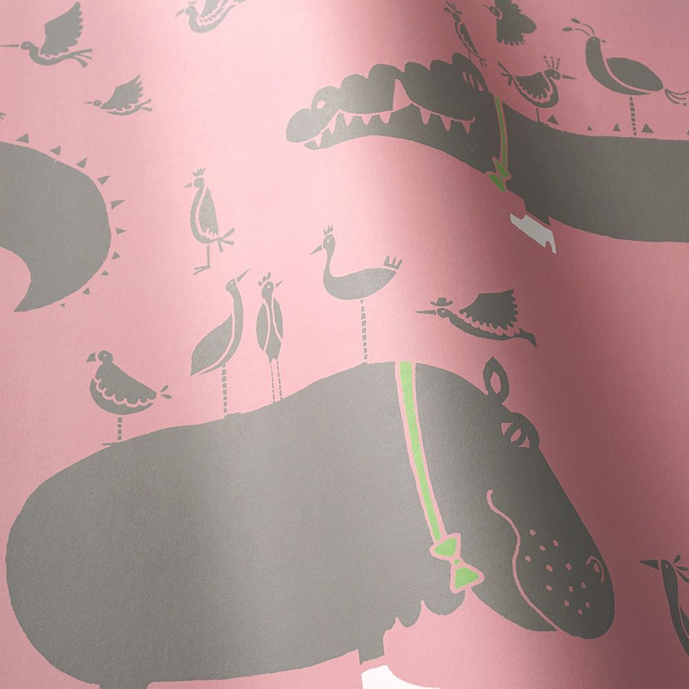 The Crocodiles and the Hippopotamuses Pink 2.5 m long WALLPAPER