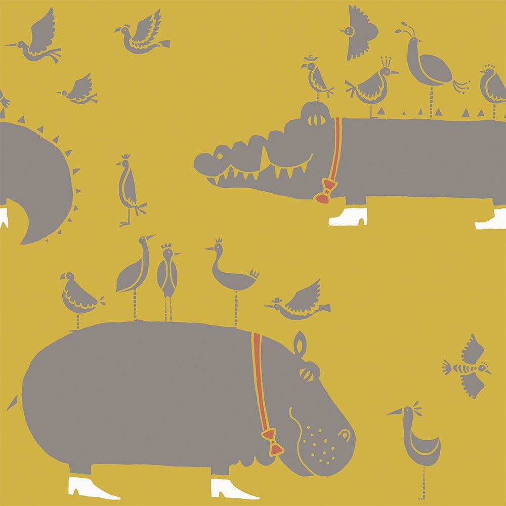 The Crocodiles and the Hippopotamuses Yellow 2.5 m long WALLPAPER