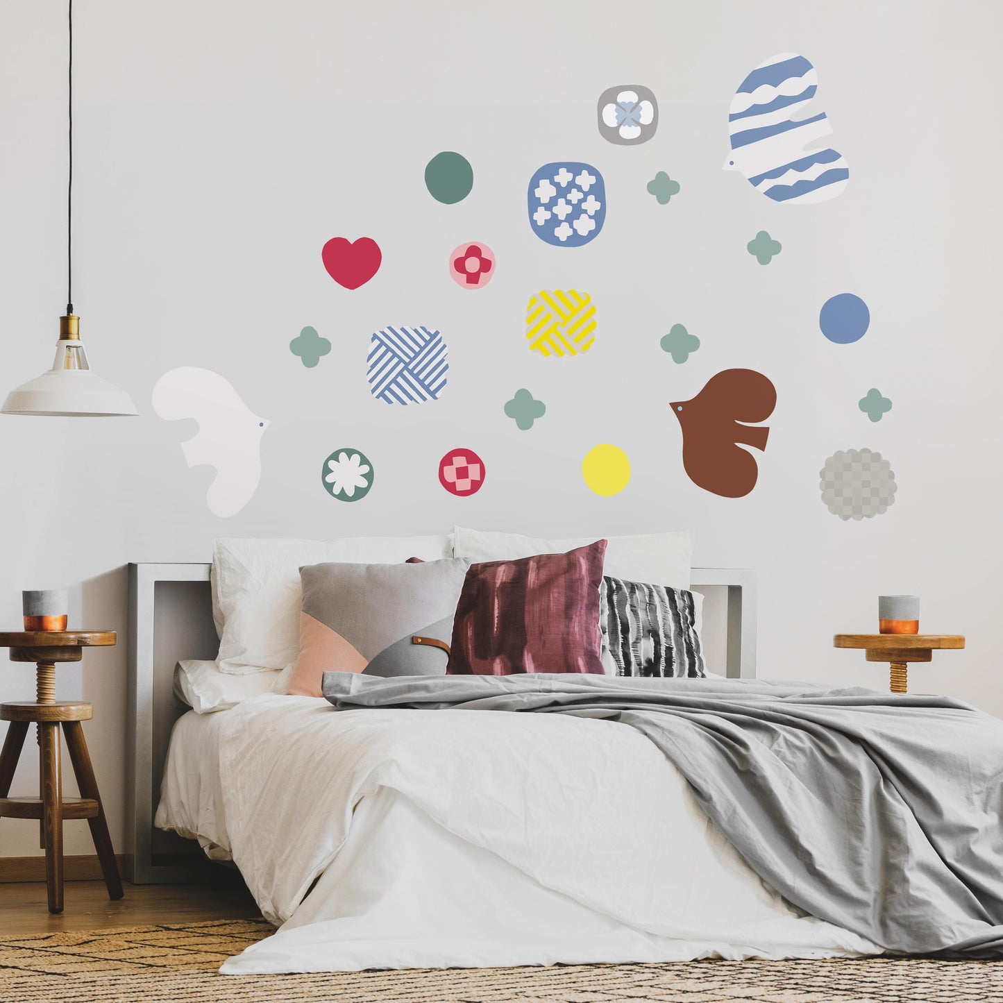 Bird and Flower colorful D WALL DECAL