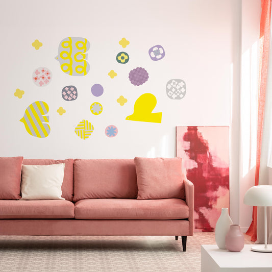 Bird and Flower pastel A WALL DECAL