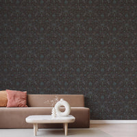 over botanical dark navy 2.5 m long WALLPAPER