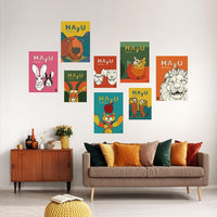 HAyU ANIMAL ART POSTER Multi color Impala A2 Size PEEL AND STICK POSTER