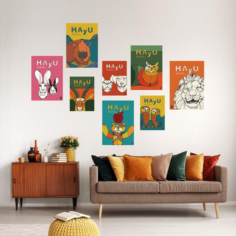 HAyU ANIMAL ART POSTER Multi color Impala A2 Size PEEL AND STICK POSTER