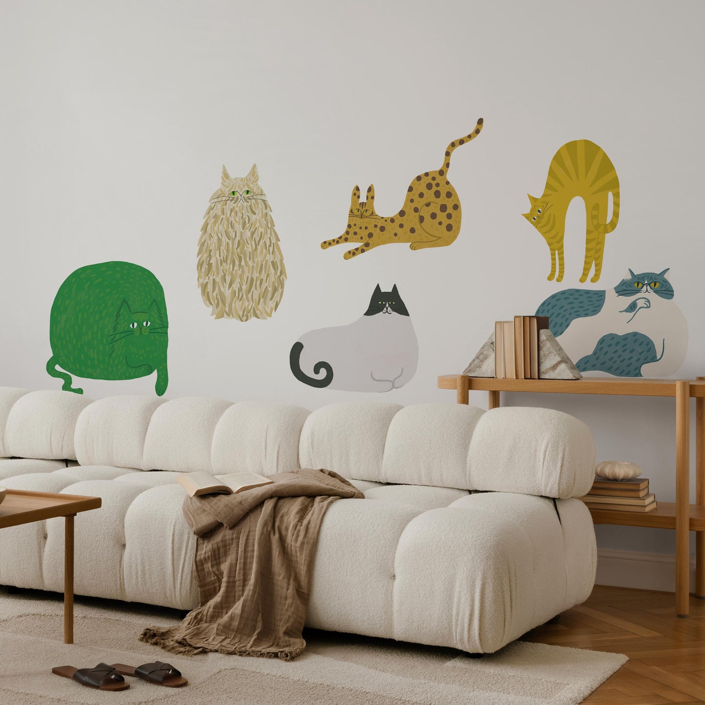 What is the Room Next Door Like? Cat room F: Green Cat and Friends WALL DECAL