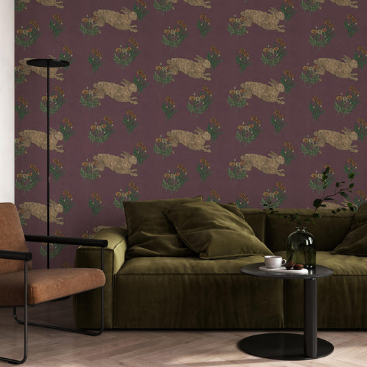 Mon lapin Old Burgundy 2.7 m long PEEL AND STICK WALLPAPER