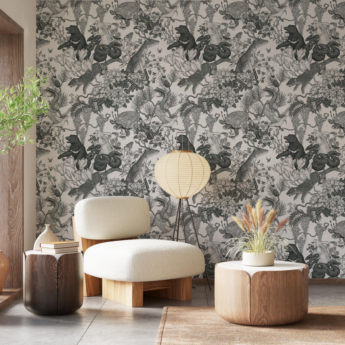 Japanese forest／Double Black 3 m long PEEL AND STICK WALLPAPER