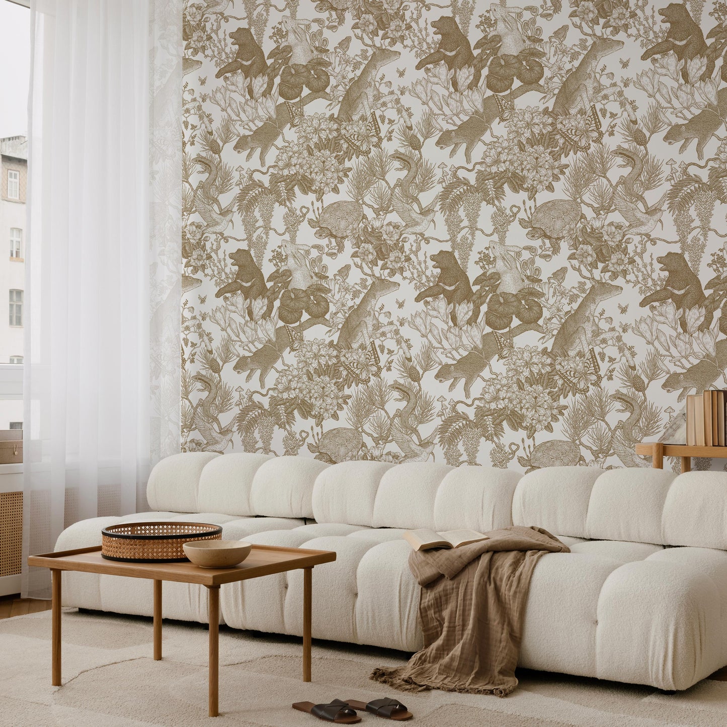 Japanese forest／Double Brown 2.5 m long PEEL AND STICK WALLPAPER