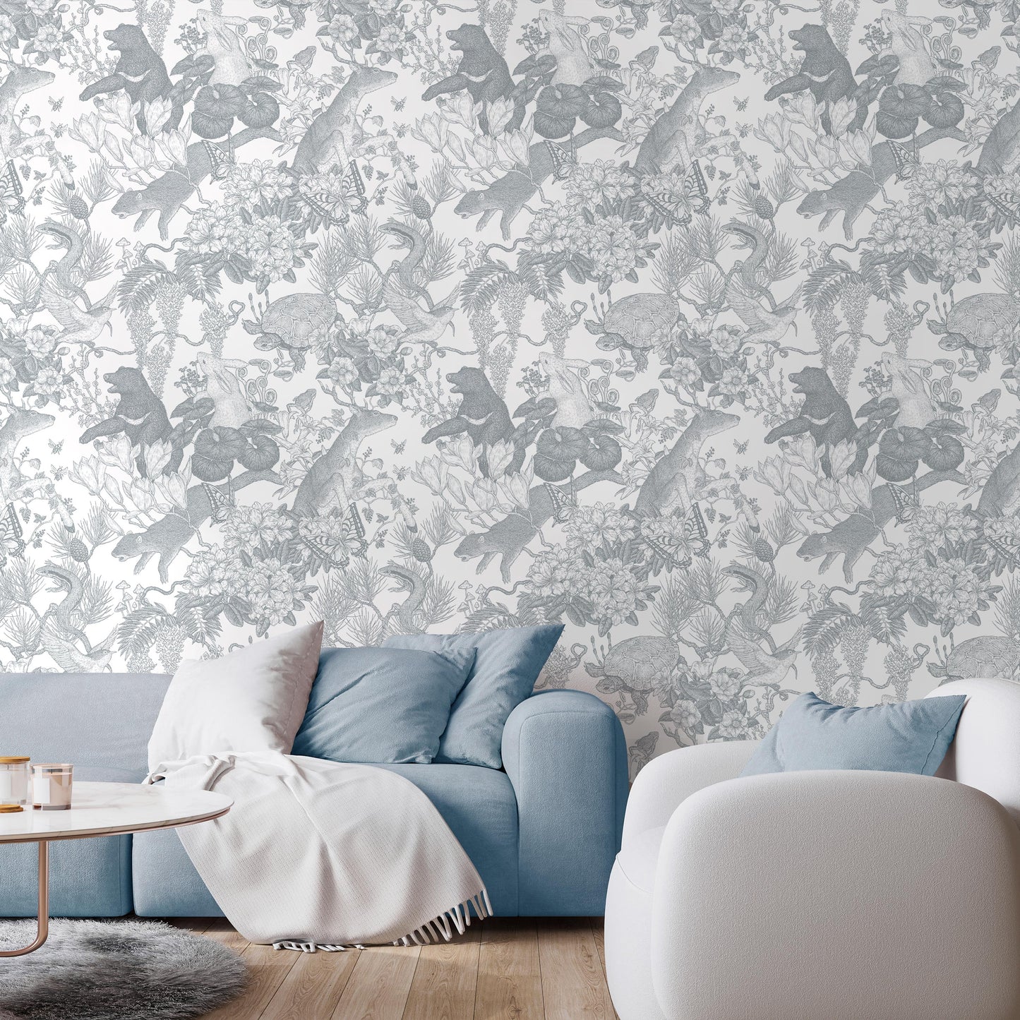 Japanese forest／Double Gray 2.5 m long PEEL AND STICK WALLPAPER