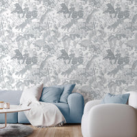 Japanese forest／Double Gray 2.7 m long PEEL AND STICK WALLPAPER