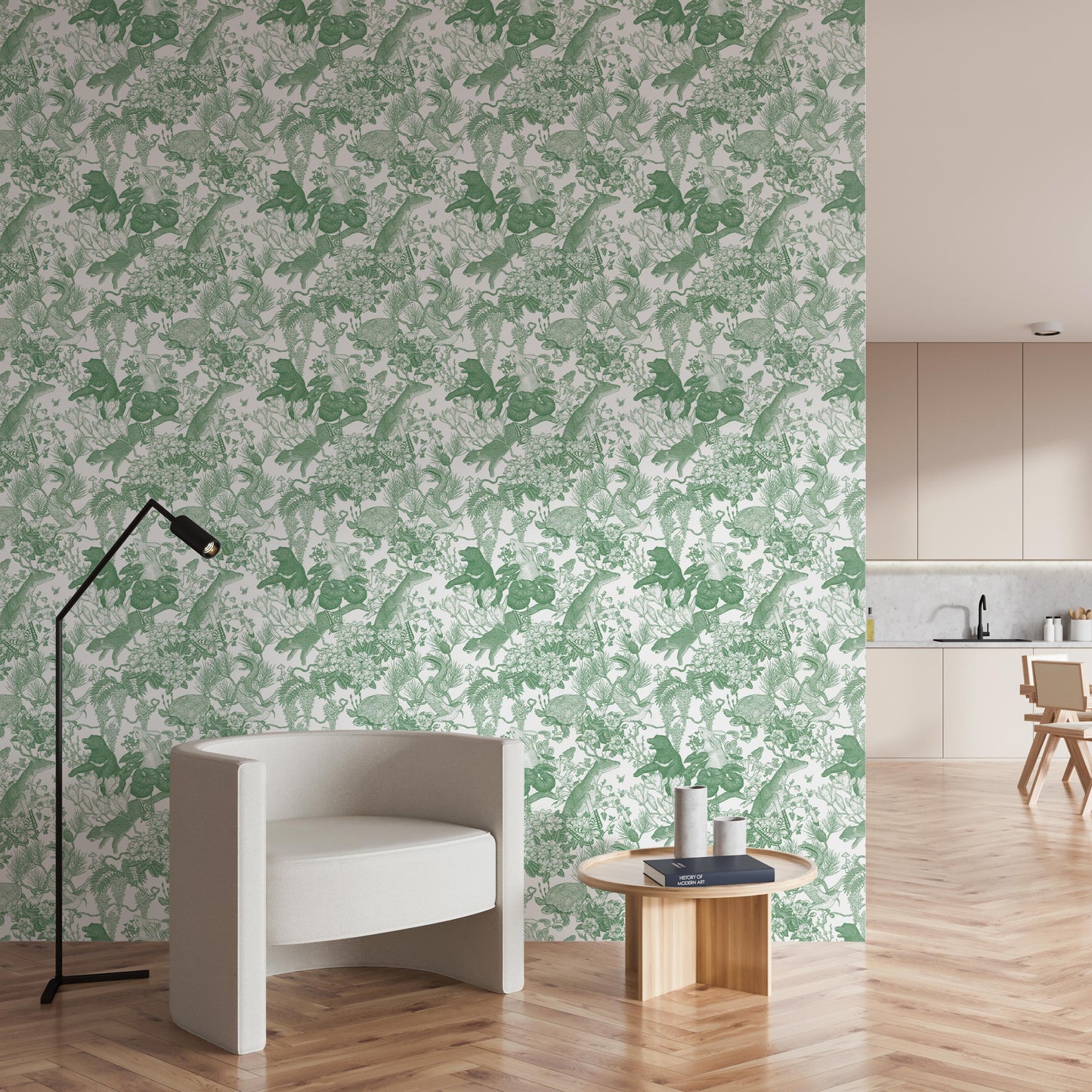 Japanese forest Green 3 m long WALLPAPER