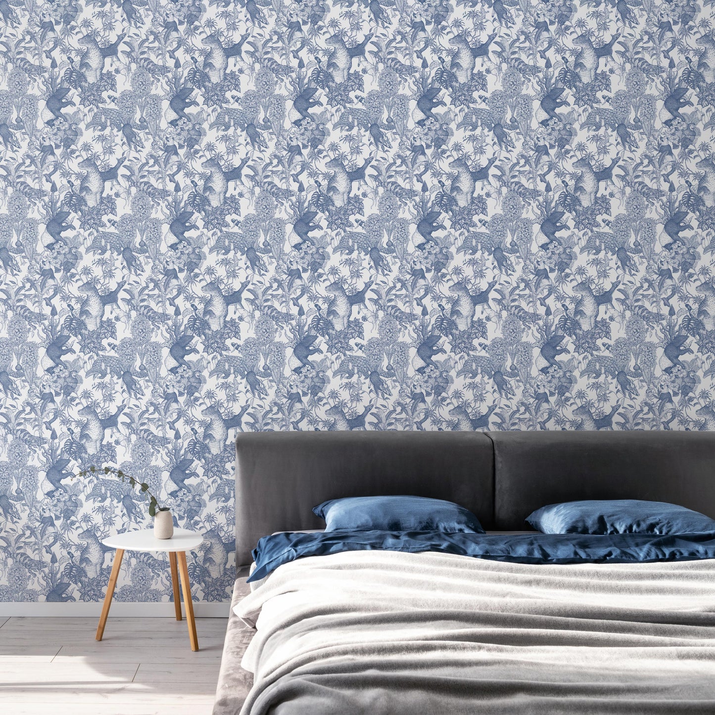 Tropical rainforest Blue 2.5 m long PEEL AND STICK WALLPAPER