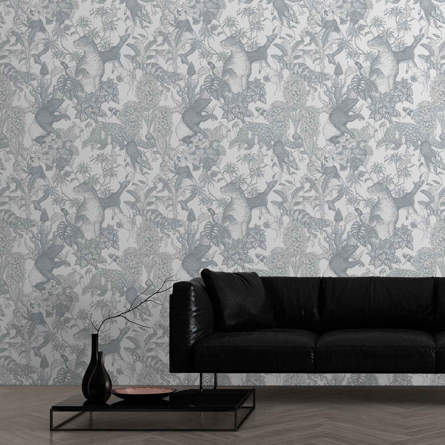 Tropical rainforest／Double Gray 2.7 m long PEEL AND STICK WALLPAPER