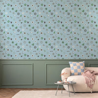 The Flowers and the Birds Blue 3.3 m long WALLPAPER