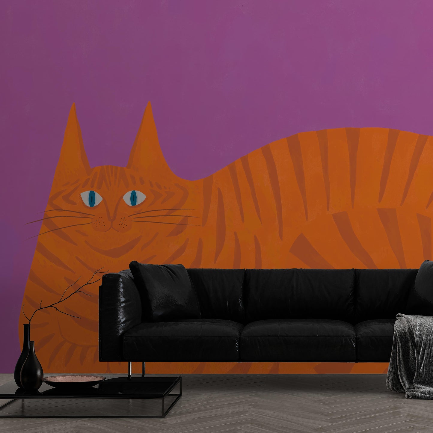 SAMPLE What is the Room Next Door Like? Cat Wallpaper Orange Tabby MURAL