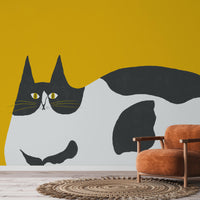 What is the Room Next Door Like? Cat Wallpaper Tuxedo Cat MURAL