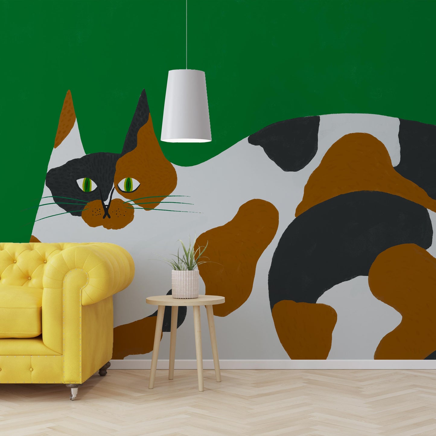 SAMPLE What is the Room Next Door Like? Cat Wallpaper Calico Cat MURAL