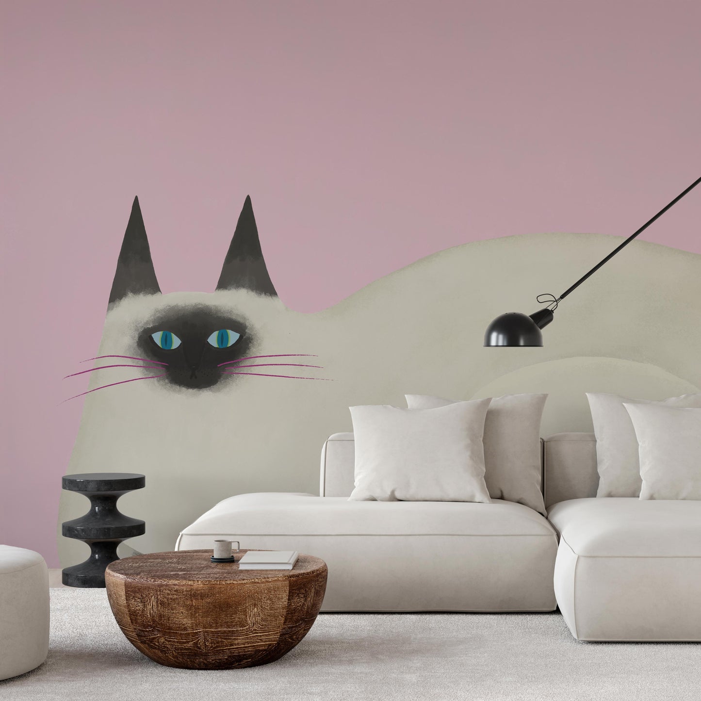 SAMPLE What is the Room Next Door Like? Cat Wallpaper (Siamese) MURAL