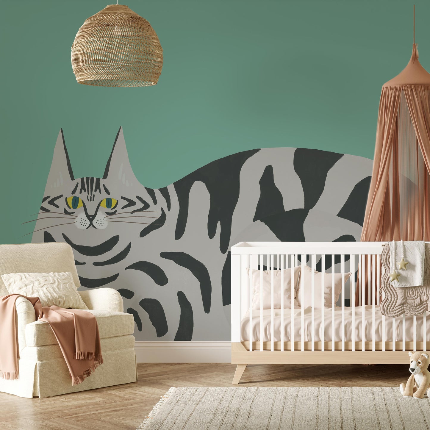 What is the Room Next Door Like? Cat Wallpaper Silver Tabby MURAL