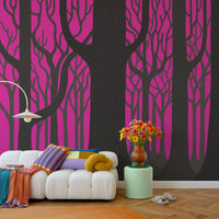 What is the Room Next Door Like? Ghost forest wallpaper Pink MURAL