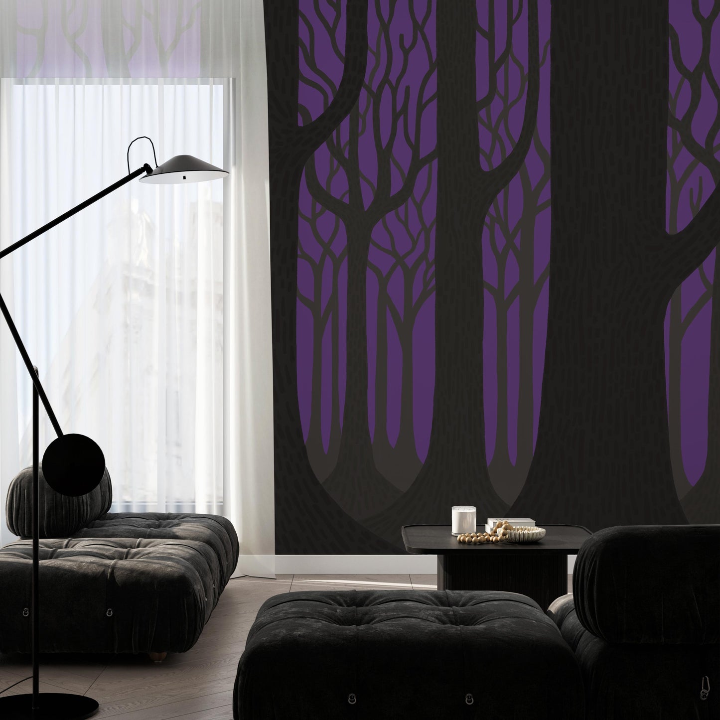 What is the Room Next Door Like? Ghost forest wallpaper (Purple) PEEL AND STICK MURAL