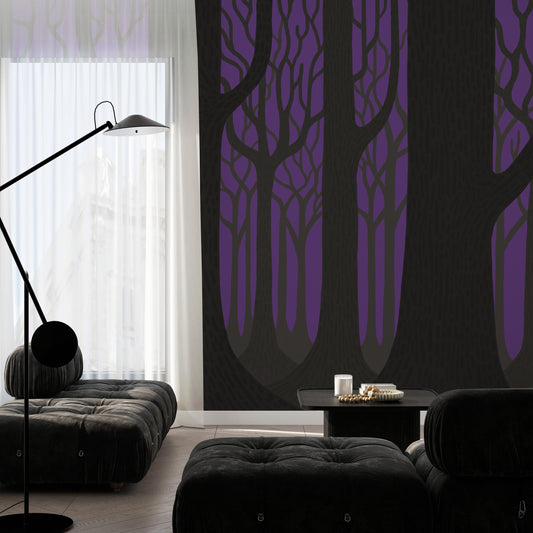 What is the Room Next Door Like? Ghost forest wallpaper (Purple) PEEL AND STICK MURAL
